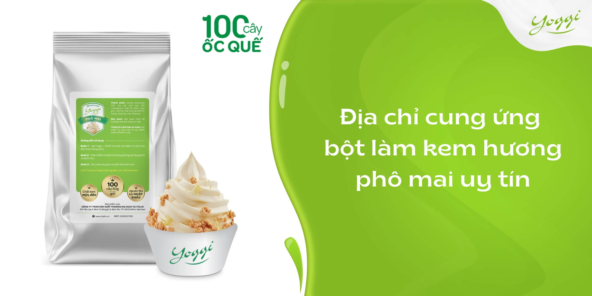 Bột kem tươi Yoggi - Vị Phô Mai 2 Địa chỉ cung ứng bột làm kem hương phô mai rẻ nhất, uy tín