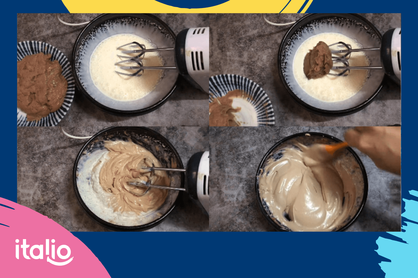 Cách làm kem milo thơm béo - bước 2 đánh đều hỗn hợp