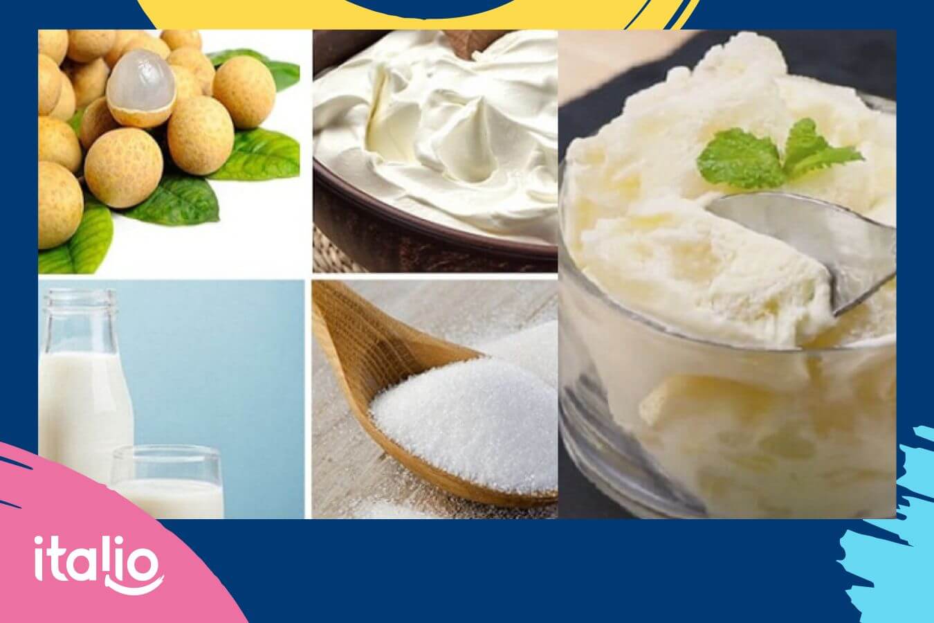 Làm kem nhãn với nguyên liệu sữa tươi và whipping cream