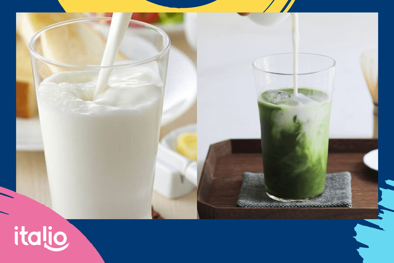 Đổ thêm sữa tươi vào hỗn hợp matcha và lắc mạnh