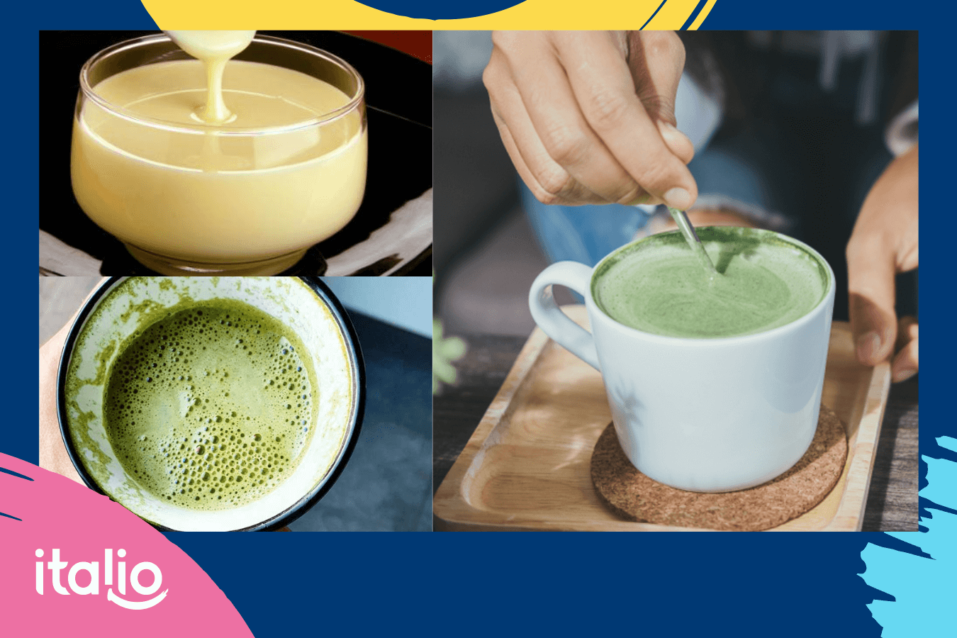 Cho sữa đặc vào hỗn hợp matcha