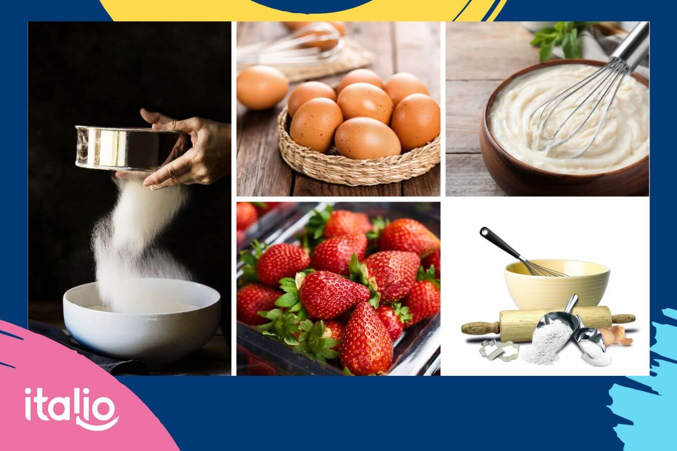 Nguyên liệu cần thiết để làm bánh kem dâu